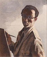 Tableau de l'artiste peintre Charles Sahuguet : Autoportrait - 1942