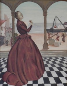 Painting by the artist Charles Sahuguet: Study for Woman with the Checkerboard