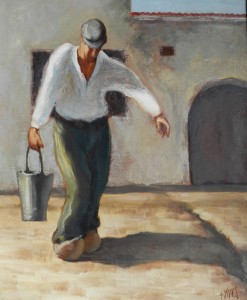 Painting by the artist Charles Sahuguet: The Water Carrier - 1968