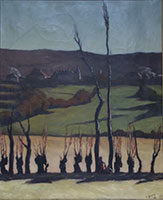 Tableau de l'artiste peintre Charles Sahuguet : Paysage d'Auvergne - 1944
