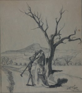 Painting by the artist Charles Sahuguet: Encounter - 1944