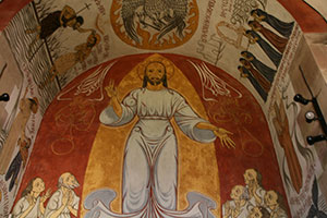 Tableau de l'artiste peintre Charles Sahuguet : Baptistère Zillisheim - 1954 - 1955
