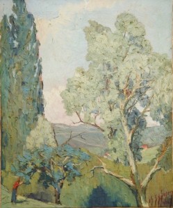 Painting by the artist Charles Sahuguet: Apple Harvest - 1938