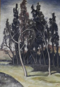 Painting by the artist Charles Sahuguet: The Great Trees - 1957