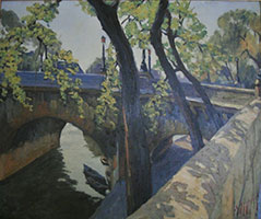 Tableau de l'artiste peintre Charles Sahuguet : Pont de Paris - 1937